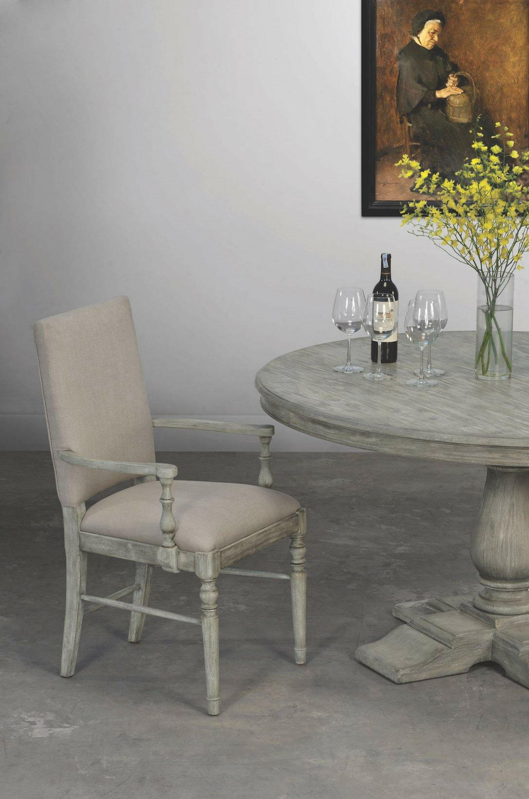 Jonathan Charles Dining Chair with Arms Rustic in Mazo - Rustic Grey.