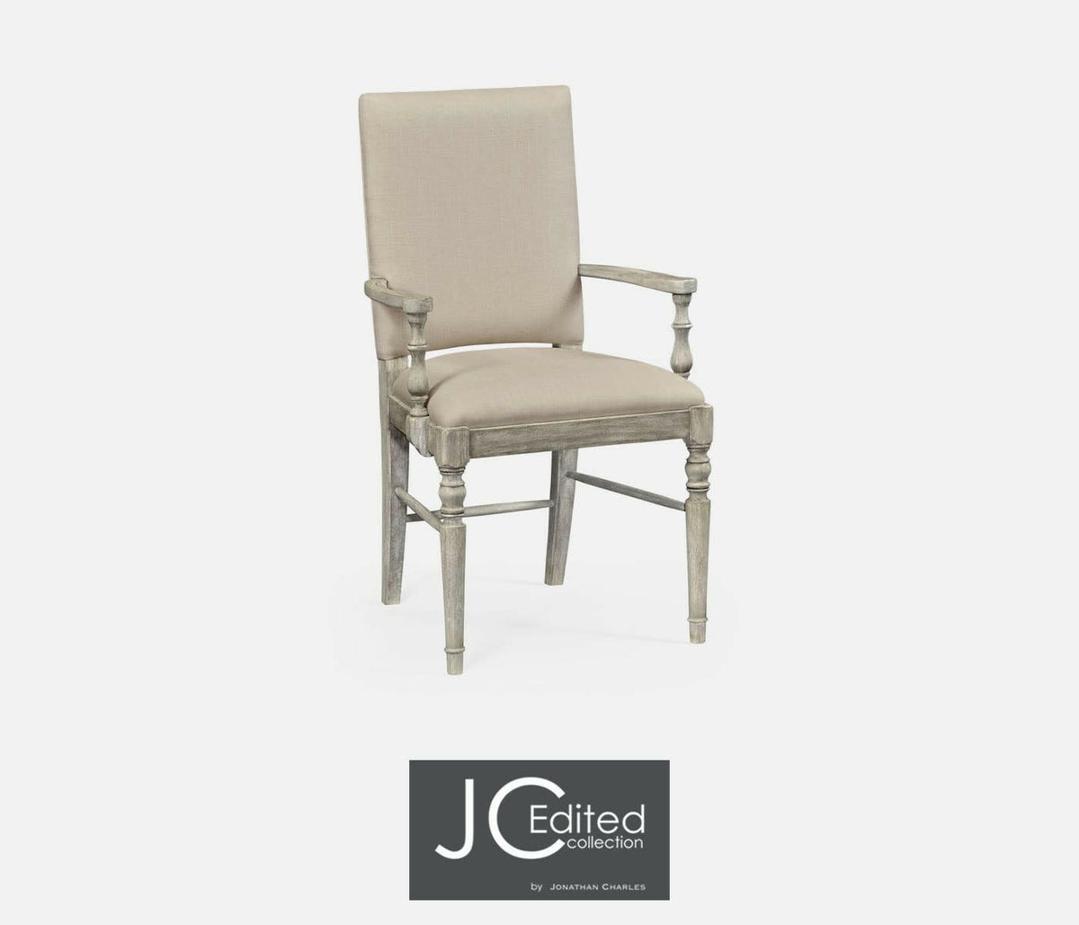 Jonathan Charles Dining Chair with Arms Rustic in Mazo - Rustic Grey.