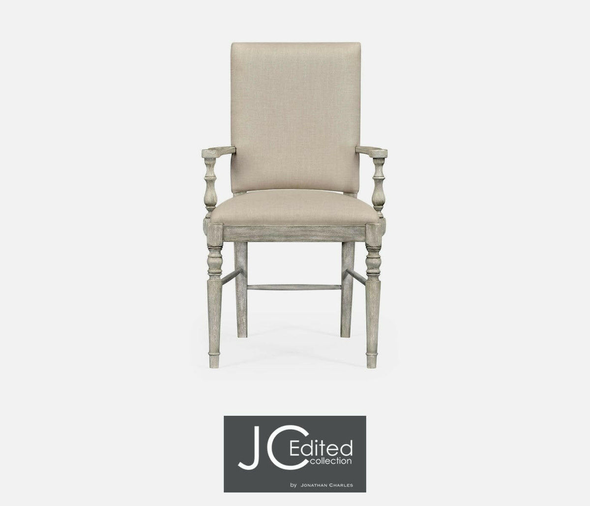 Jonathan Charles Dining Chair with Arms Rustic in Mazo - Rustic Grey.