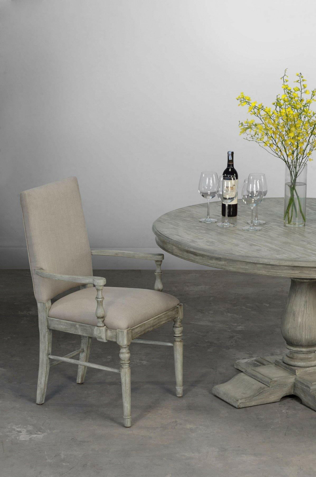 Jonathan Charles Dining Chair with Arms Rustic in Mazo - Rustic Grey.