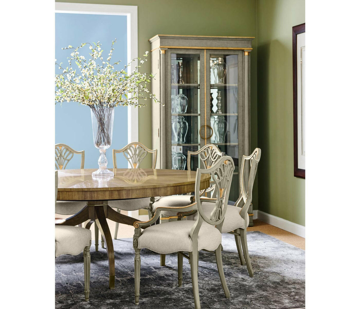 Jonathan Charles Dining Chair with Arms Sheraton in Mahogany - Mazo.