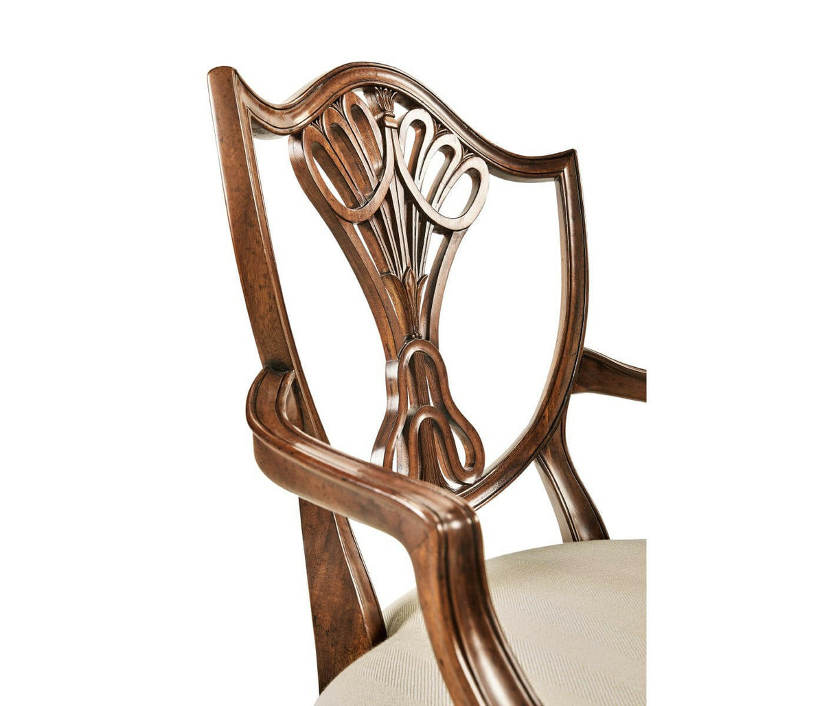 Jonathan Charles Dining Chair with Arms Sheraton in Mahogany - Mazo.
