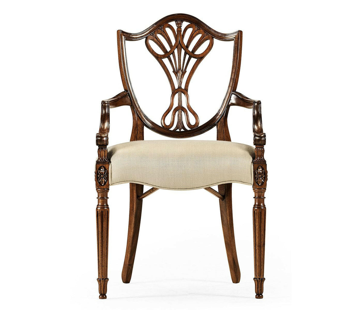 Jonathan Charles Dining Chair with Arms Sheraton in Mahogany - Mazo.
