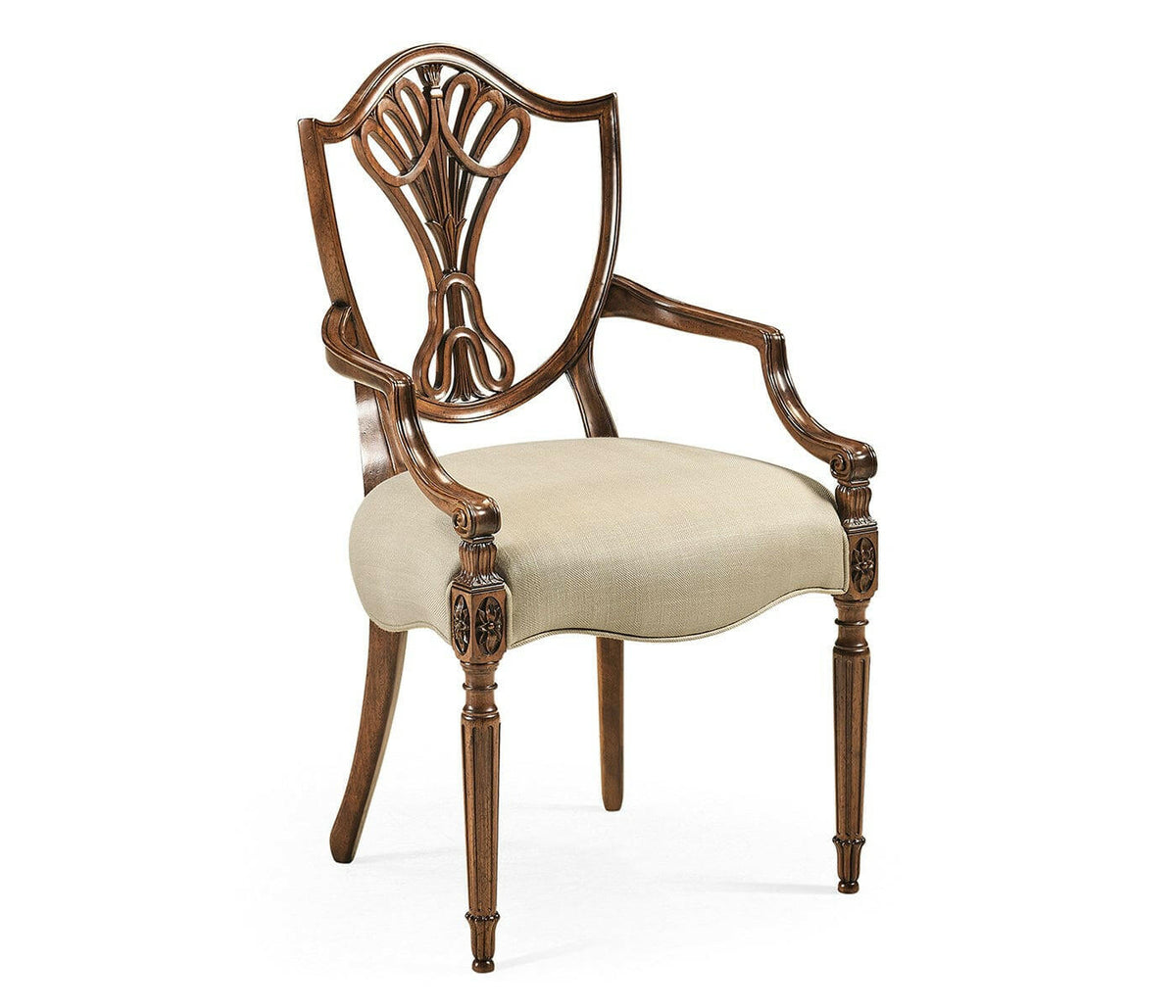 Jonathan Charles Dining Chair with Arms Sheraton in Mahogany - Mazo.