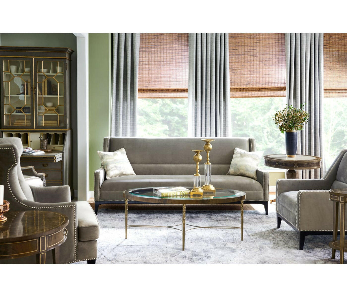 Jonathan Charles Dining Chair with Arms Sheraton in Mahogany - Mazo.