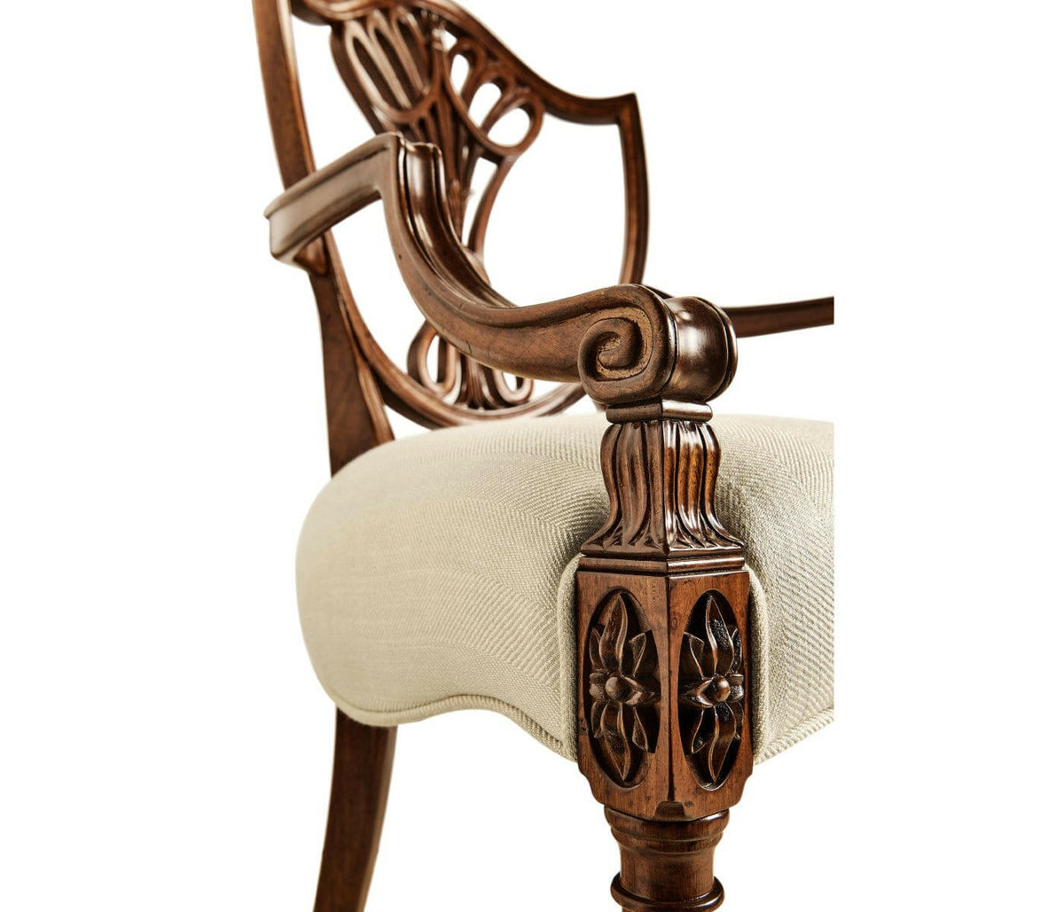 Jonathan Charles Dining Chair with Arms Sheraton in Mahogany - Mazo.
