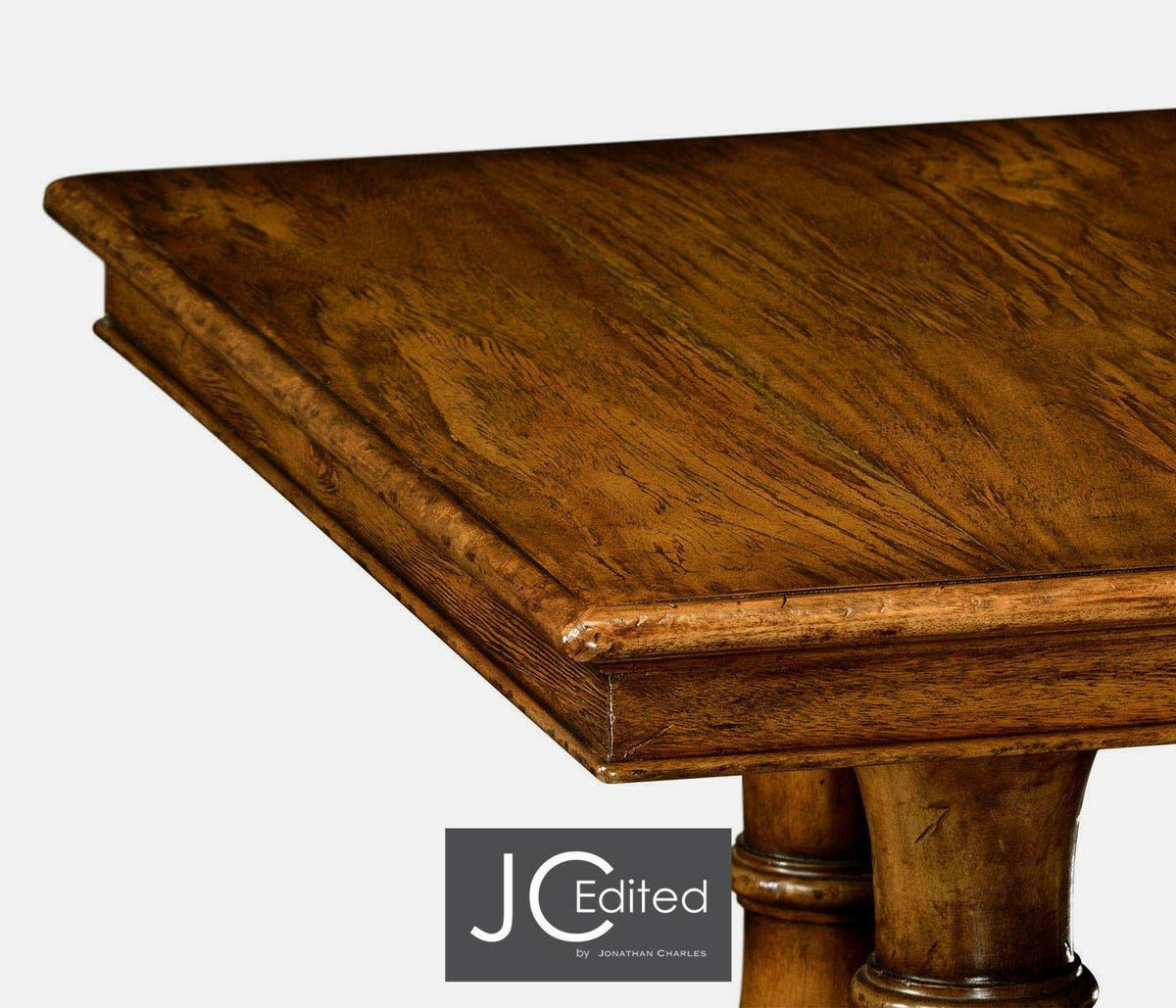 Jonathan Charles Dining Table Rustic with Pedestal Base - Walnut.