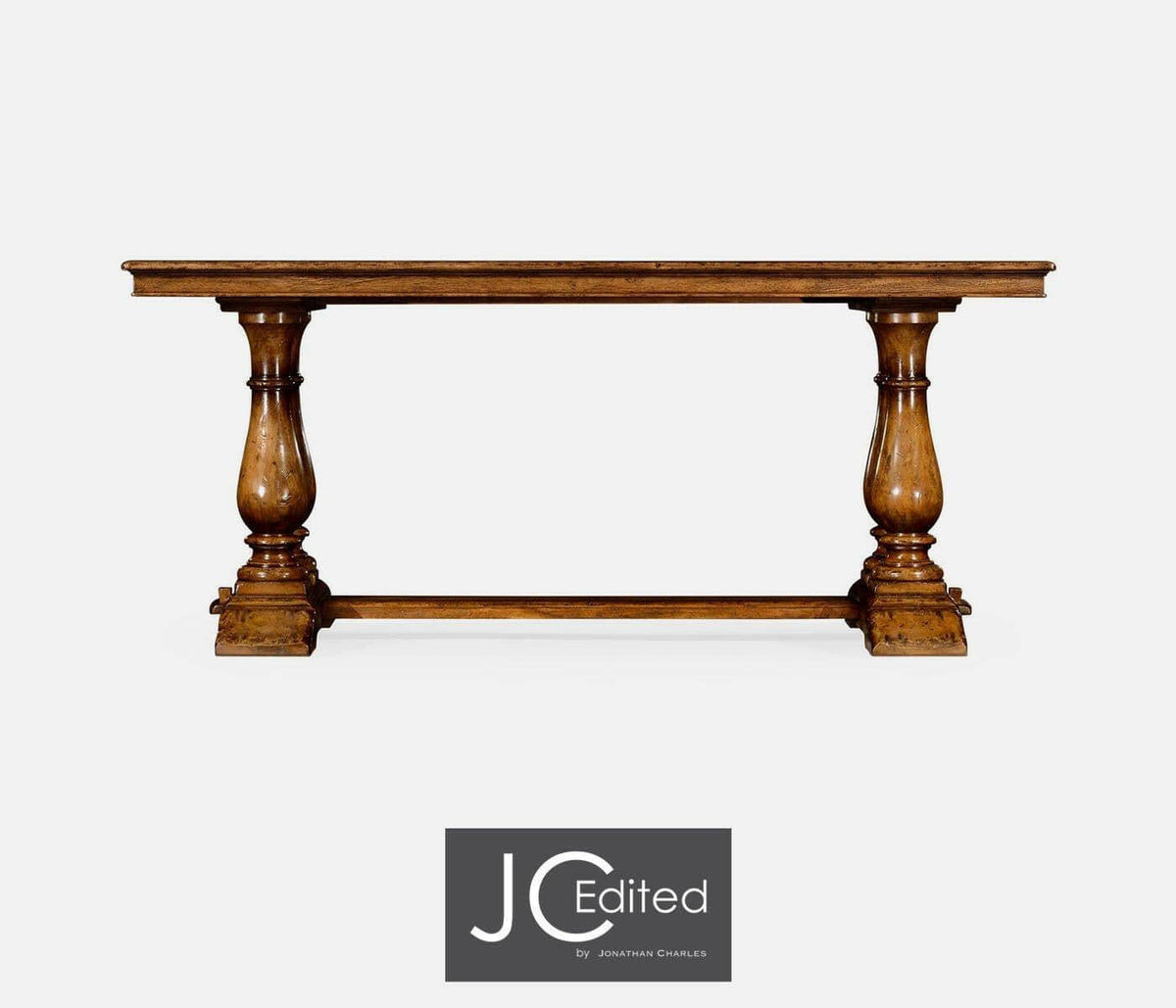 Jonathan Charles Dining Table Rustic with Pedestal Base - Walnut.