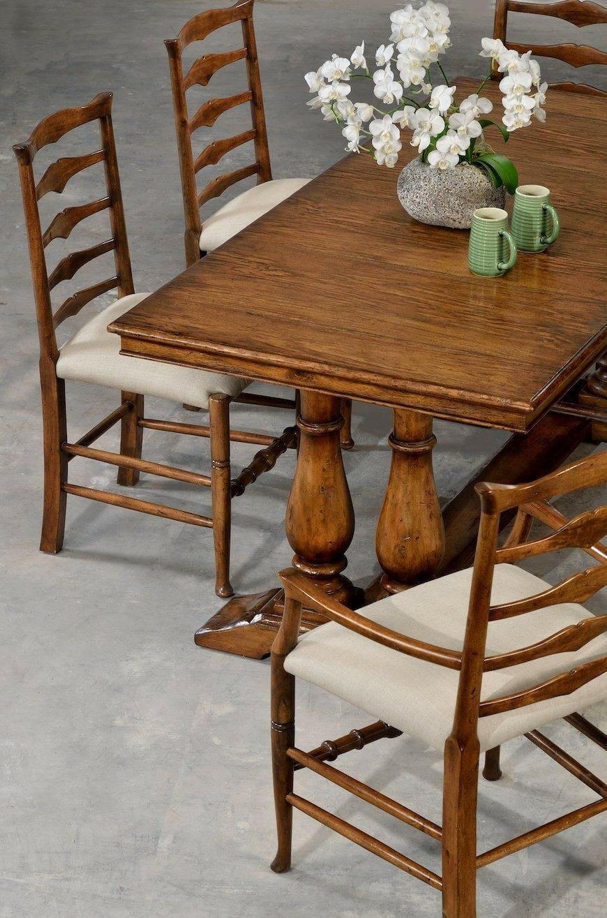 Jonathan Charles Dining Table Rustic with Pedestal Base - Walnut.
