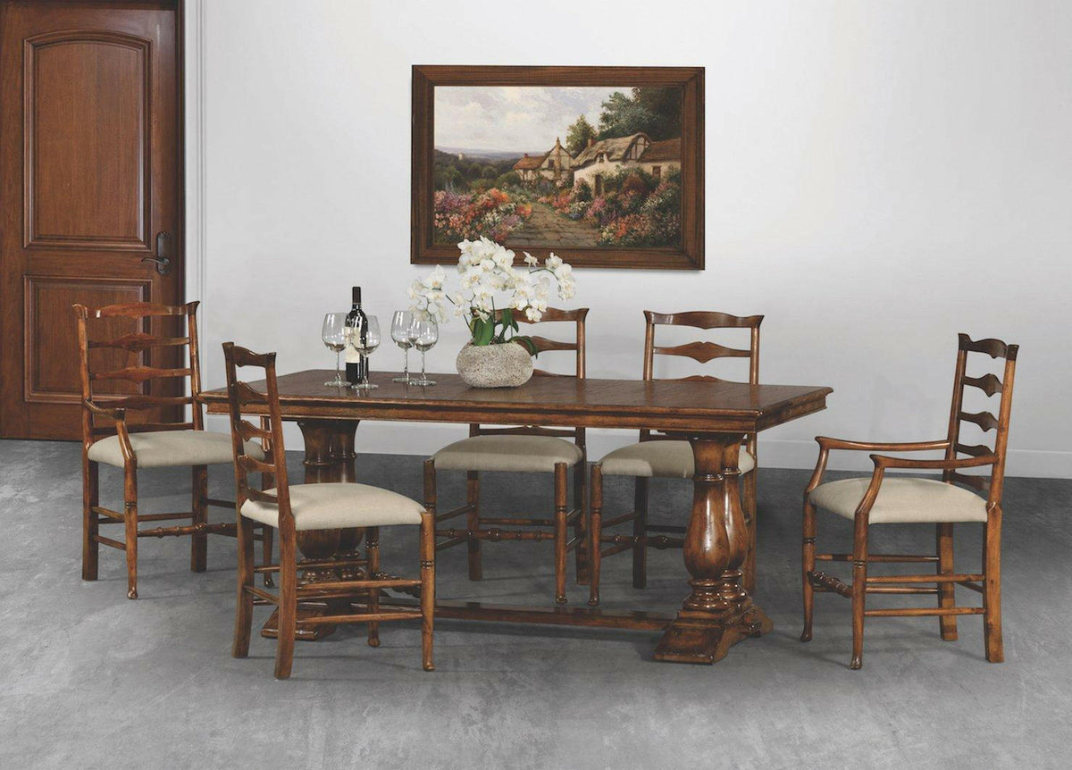 Jonathan Charles Dining Table Rustic with Pedestal Base - Walnut.