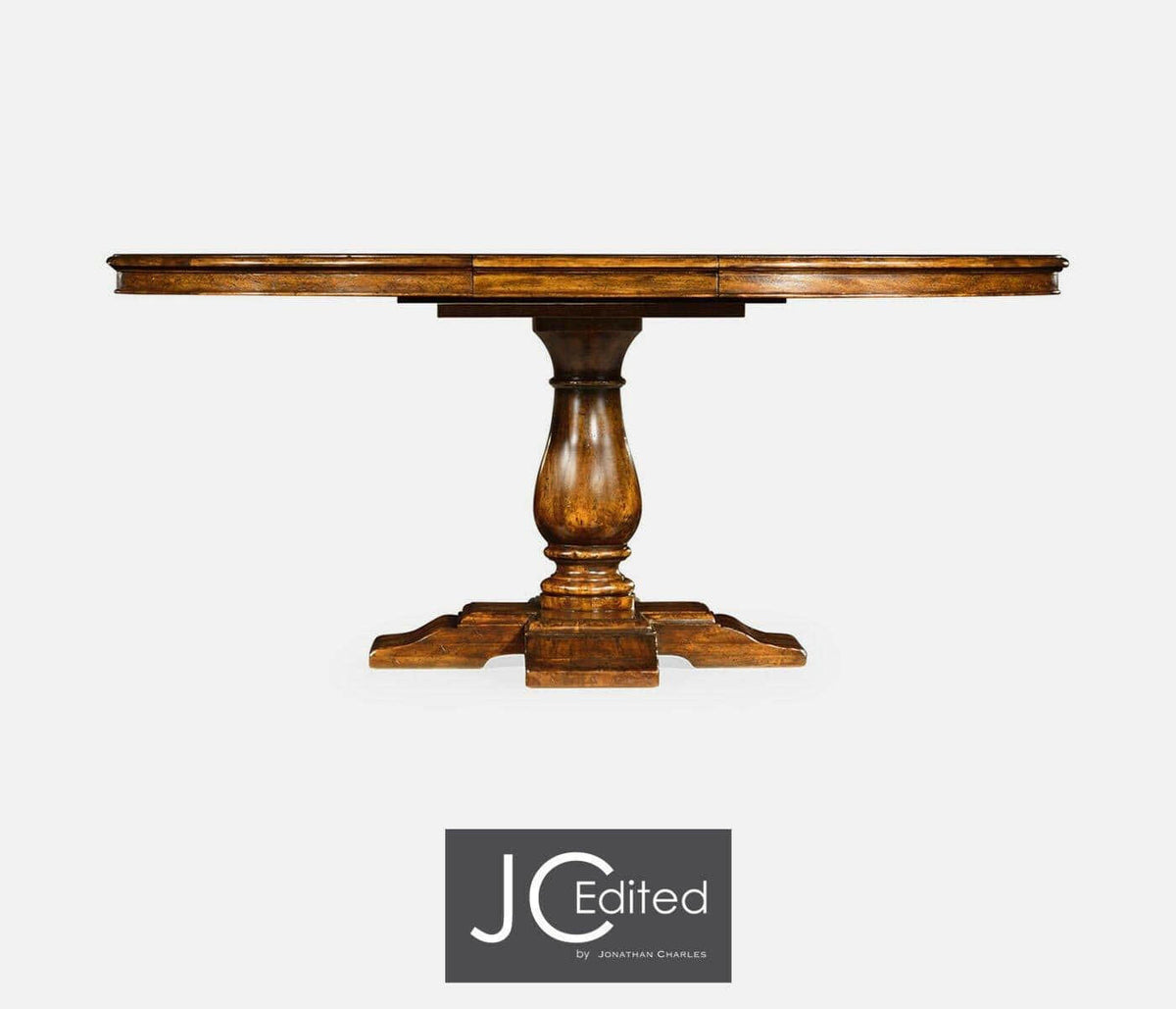 Jonathan Charles Extending Round Dining Table Rustic in Country Walnut.
