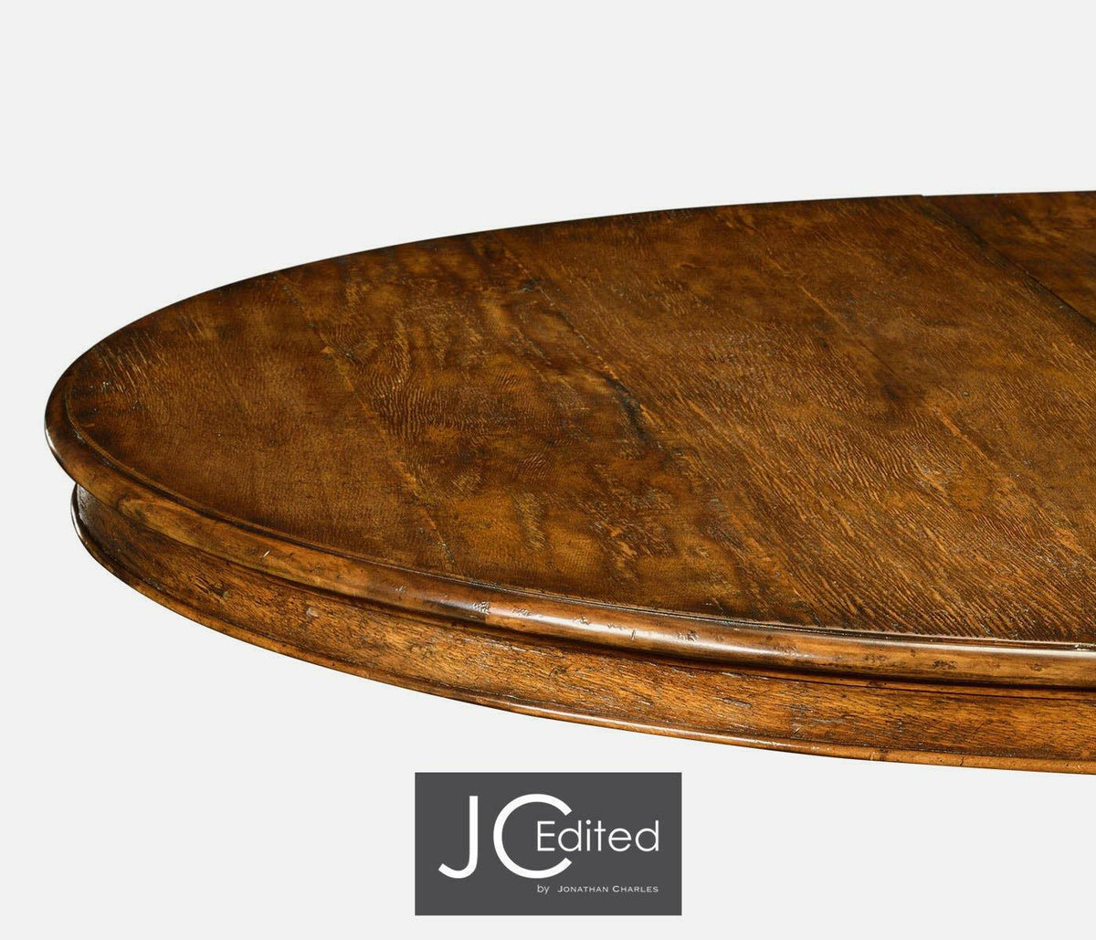 Jonathan Charles Extending Round Dining Table Rustic in Country Walnut.