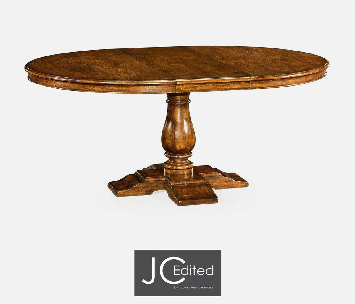 Jonathan Charles Extending Round Dining Table Rustic in Country Walnut.
