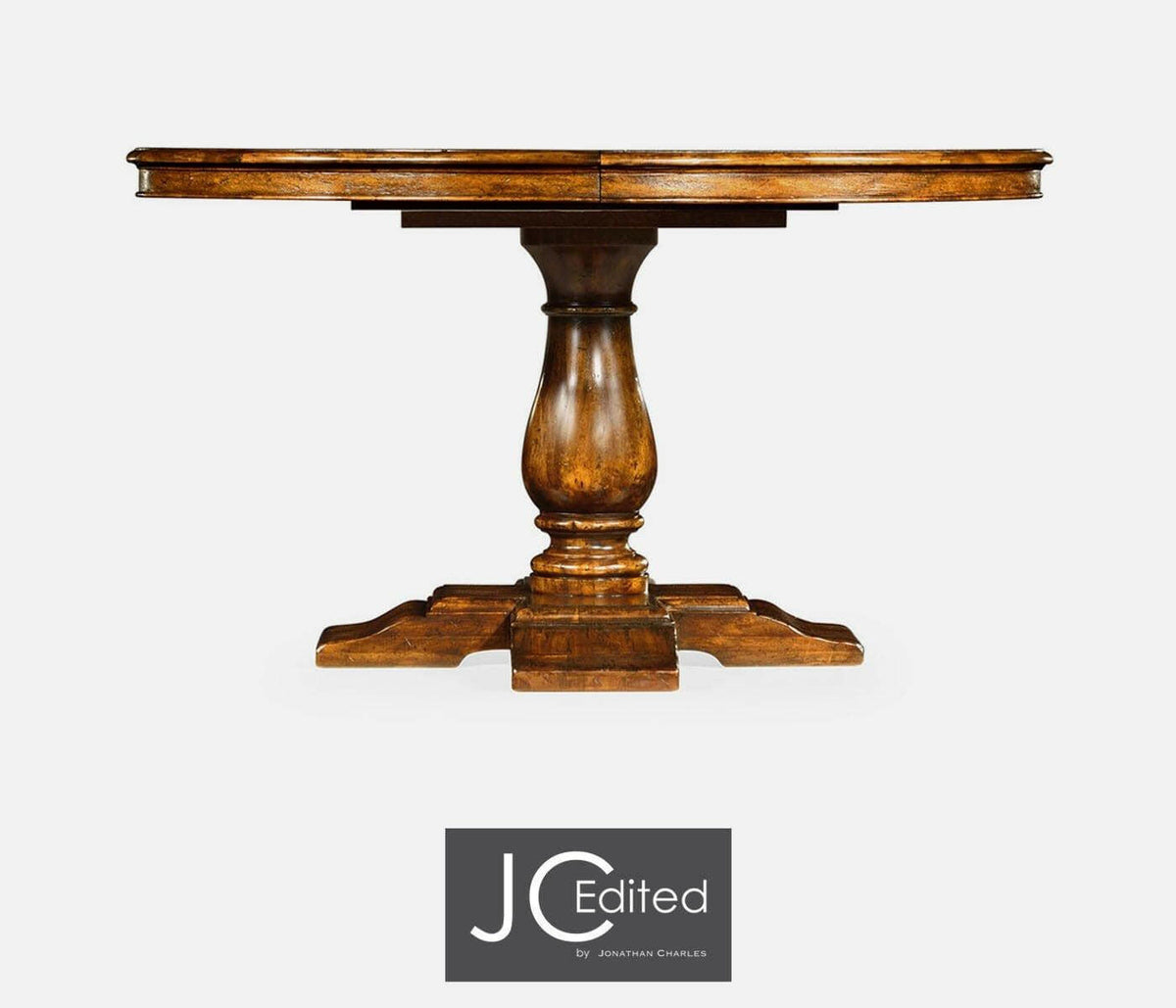 Jonathan Charles Extending Round Dining Table Rustic in Country Walnut.