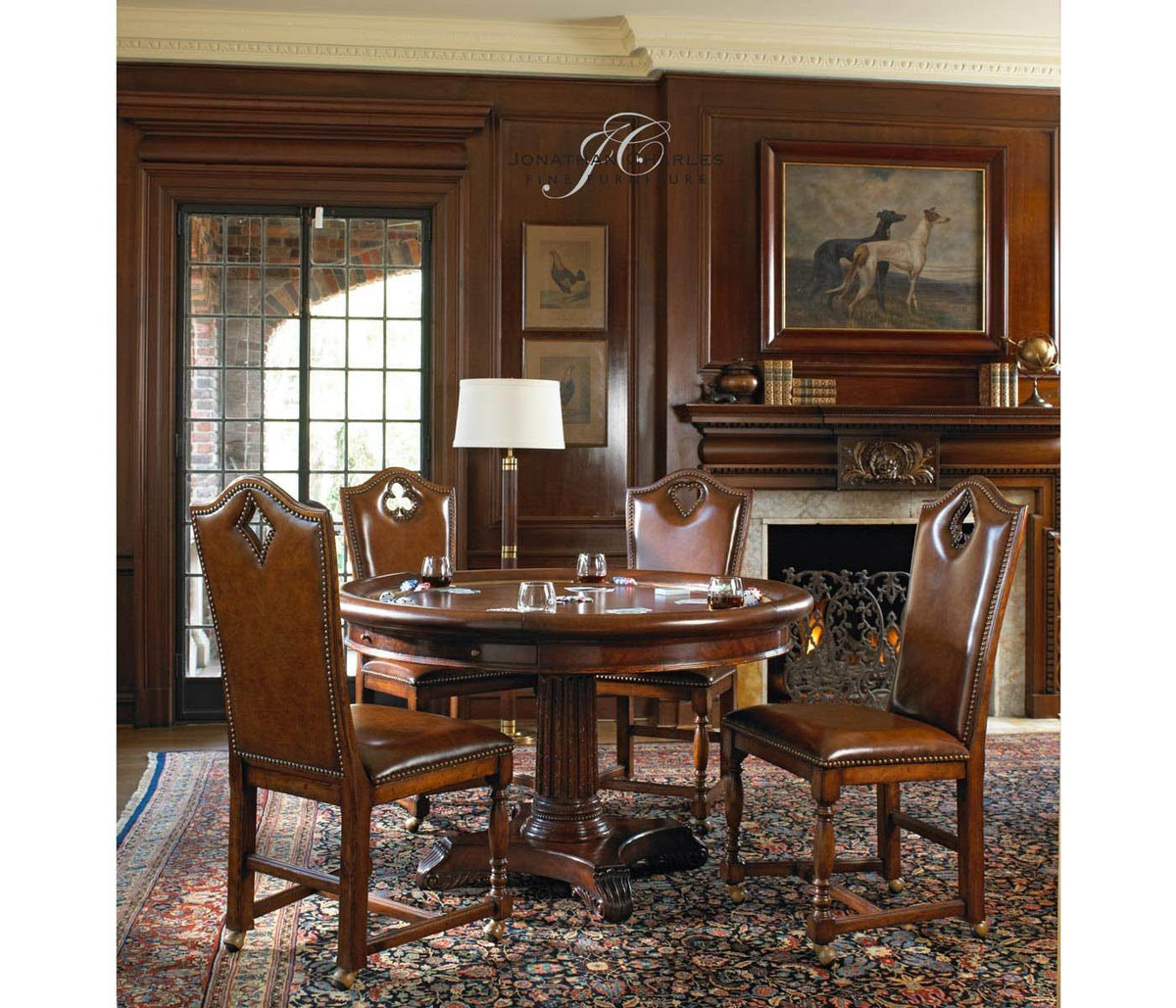 Jonathan Charles High Back Chair Playing Card Spade - Leather.