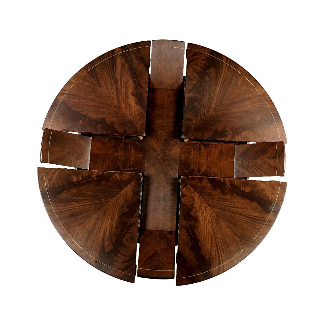 Jonathan Charles Round Dining Table Georgian with Self-storing Leaves.