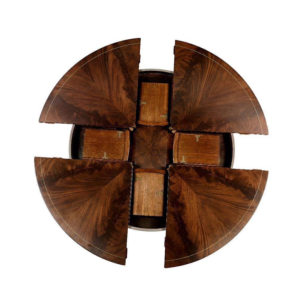 Jonathan Charles Round Dining Table Georgian with Self-storing Leaves.