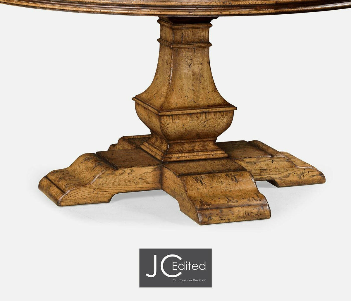Jonathan Charles Round Dining Table in Brown Chestnut - Medium.