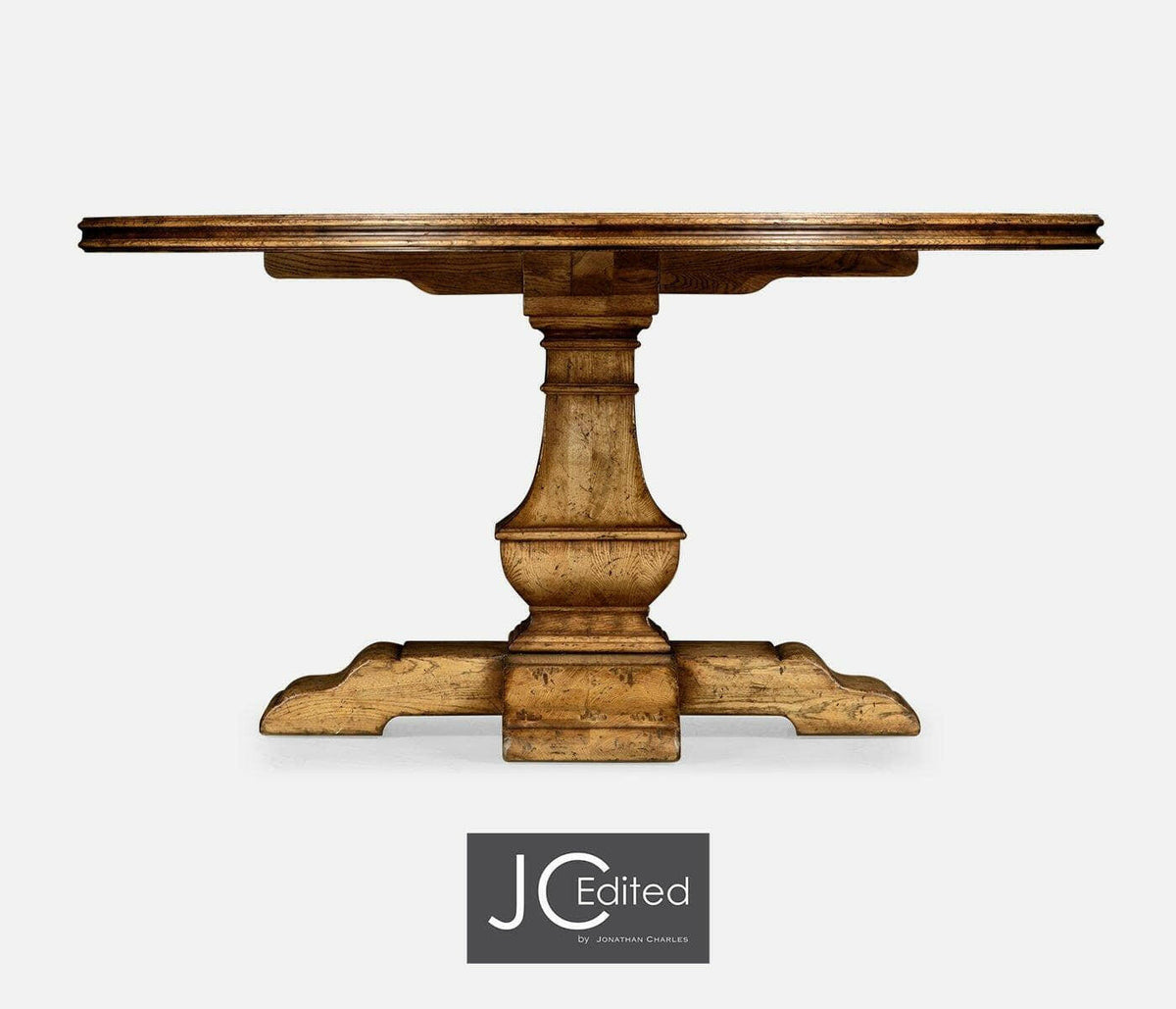 Jonathan Charles Round Dining Table in Brown Chestnut - Medium.