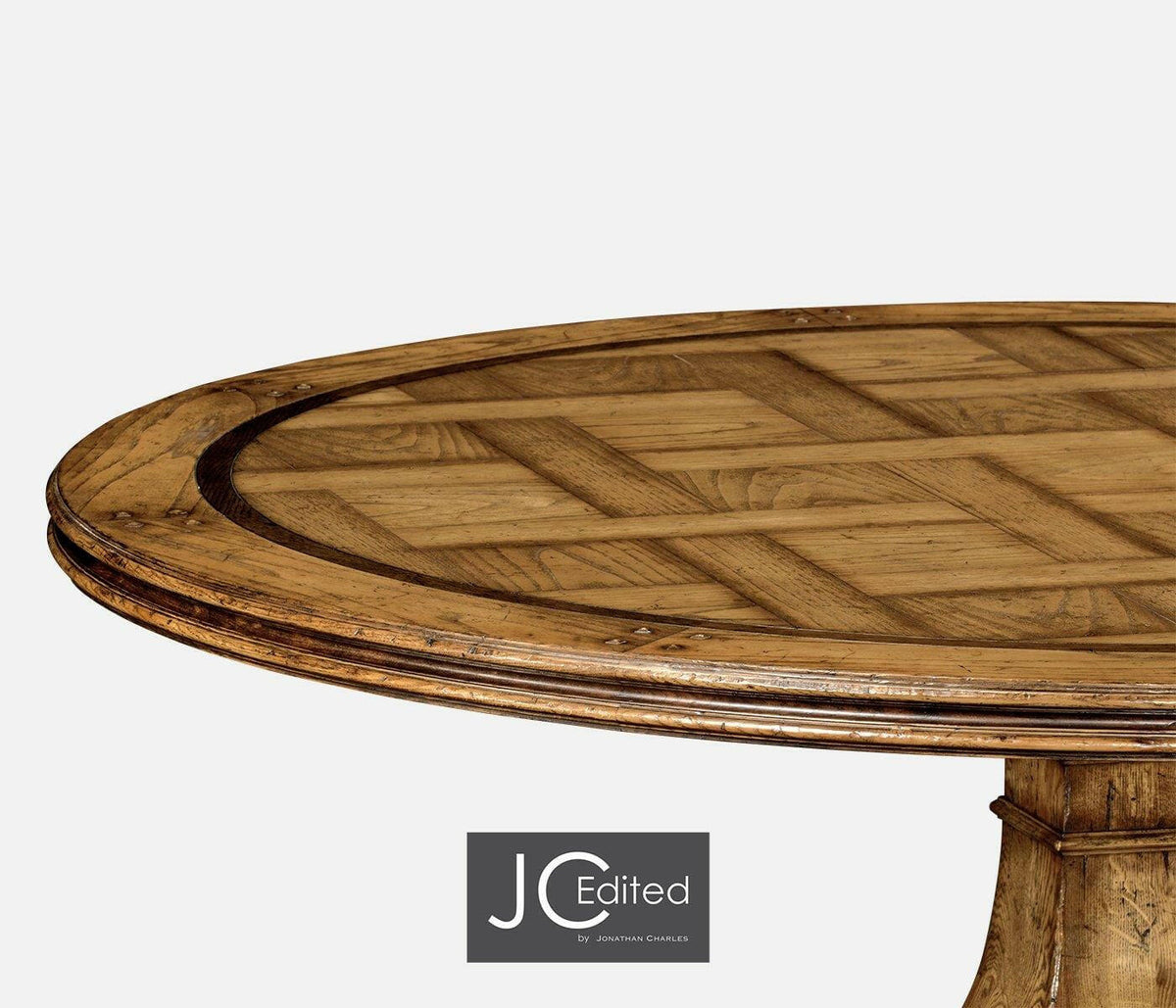 Jonathan Charles Round Dining Table in Brown Chestnut - Medium.
