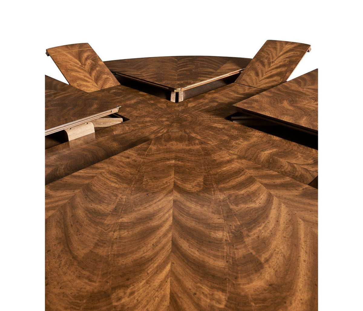 Jonathan Charles Round Dining Table Monarch with Self Storing Leaves.