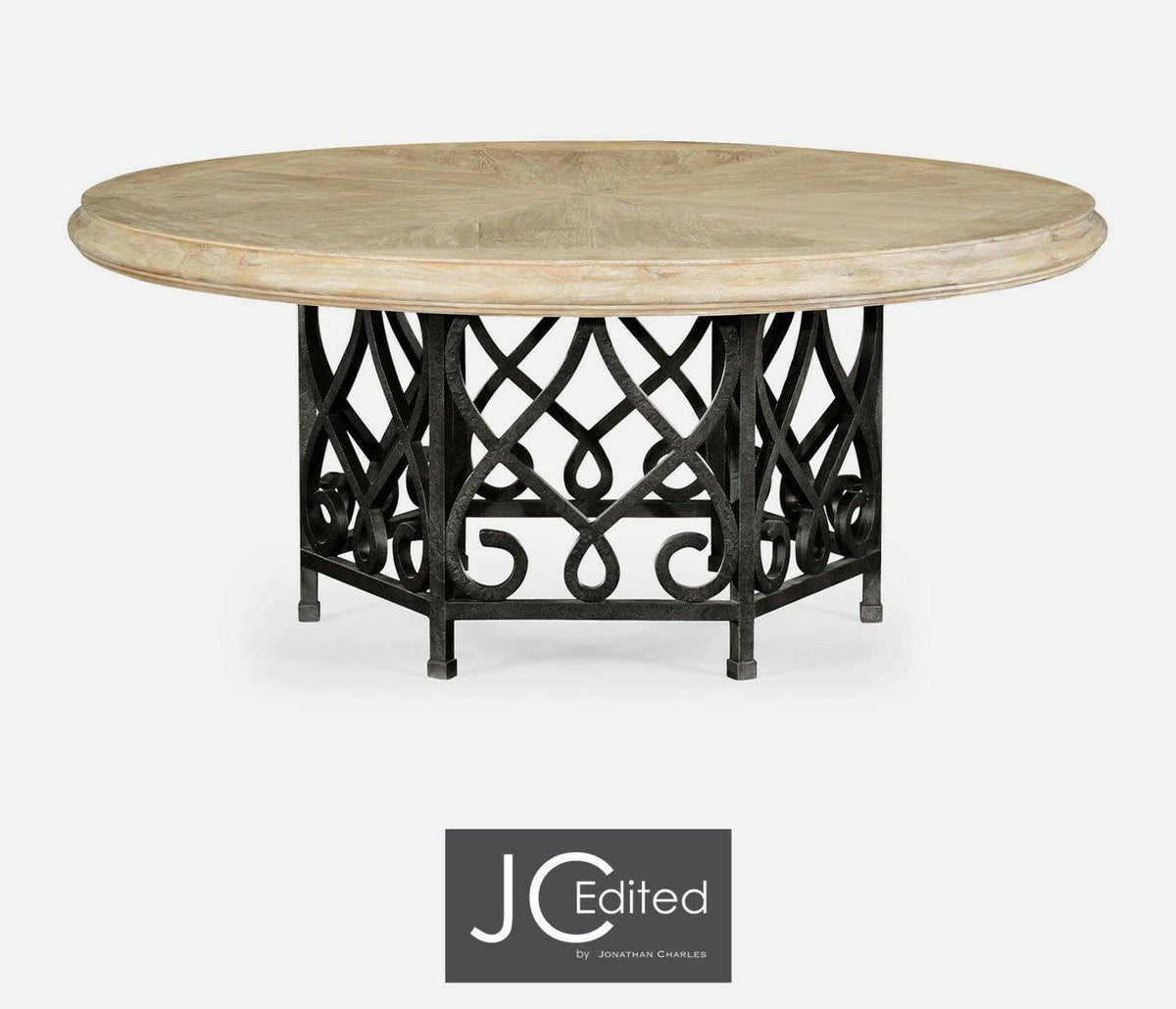 Jonathan Charles Round Dining Table Wrought Iron - Limed.