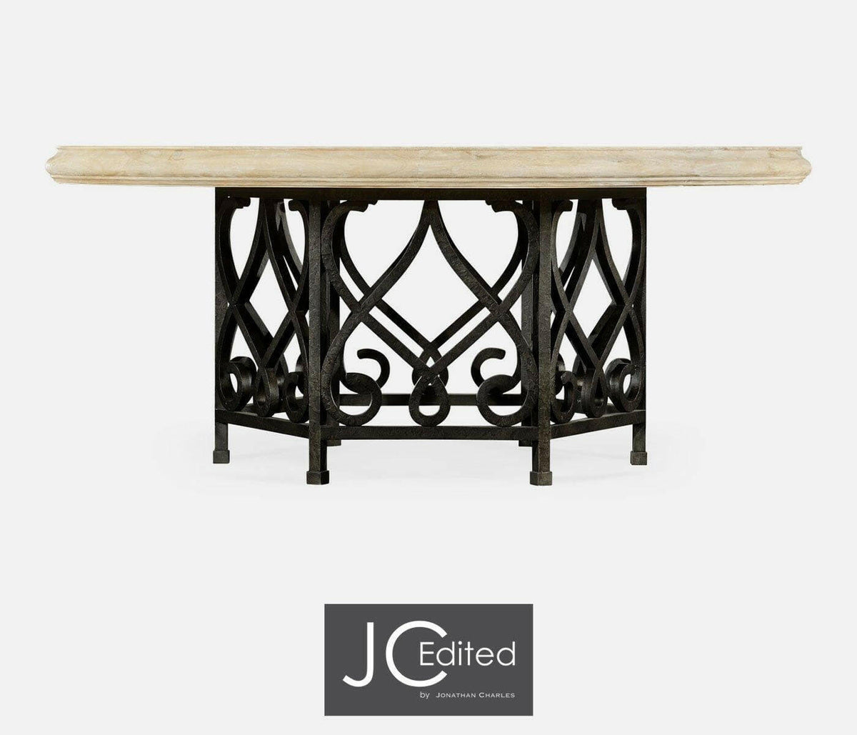 Jonathan Charles Round Dining Table Wrought Iron - Limed.