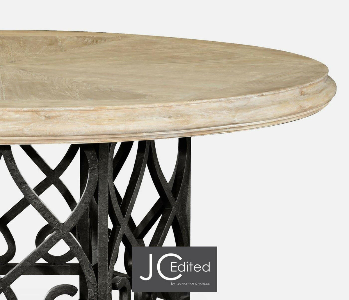 Jonathan Charles Round Dining Table Wrought Iron - Limed.