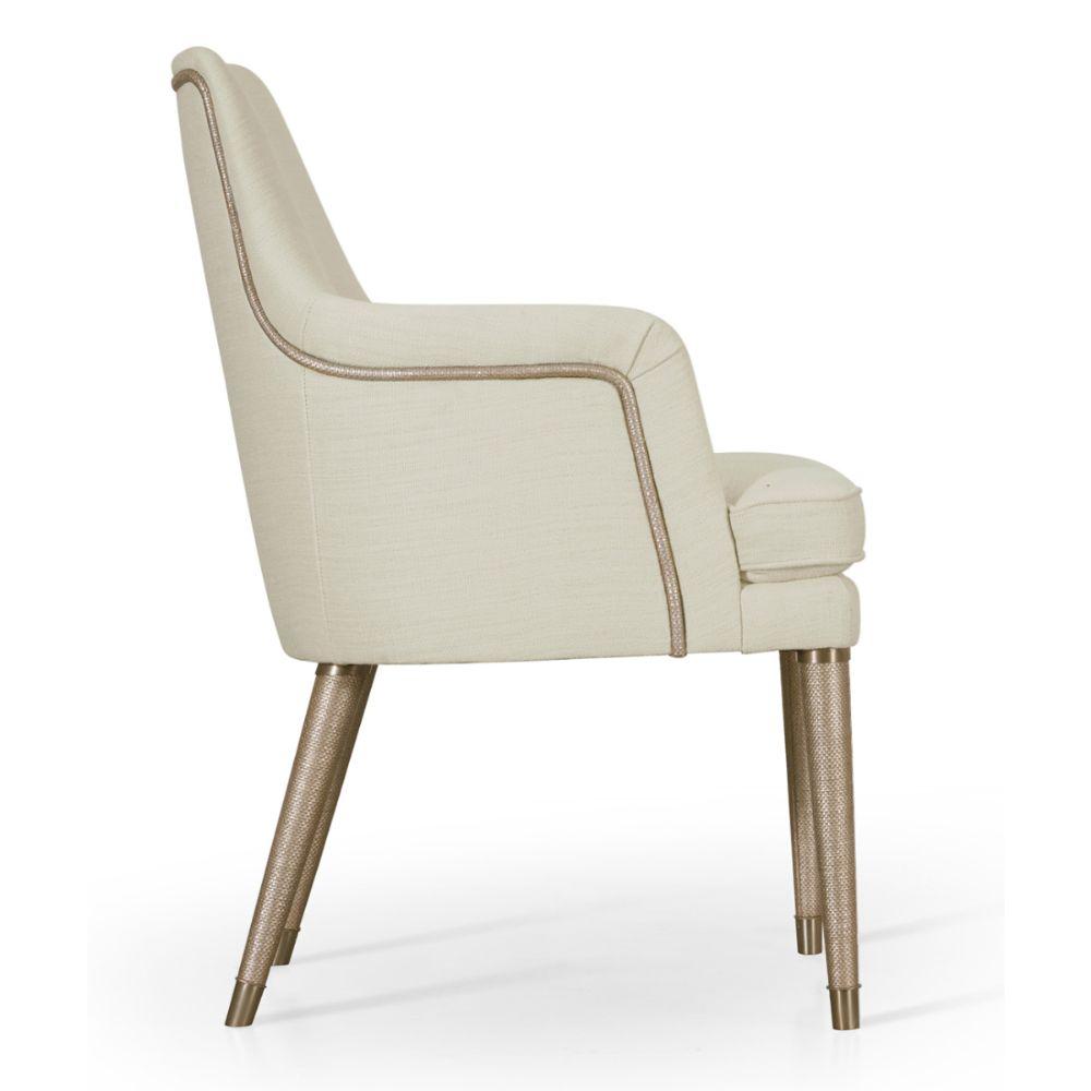 Jonathan Charles Shoal Linen Upholstered Dining Chair with Arms.