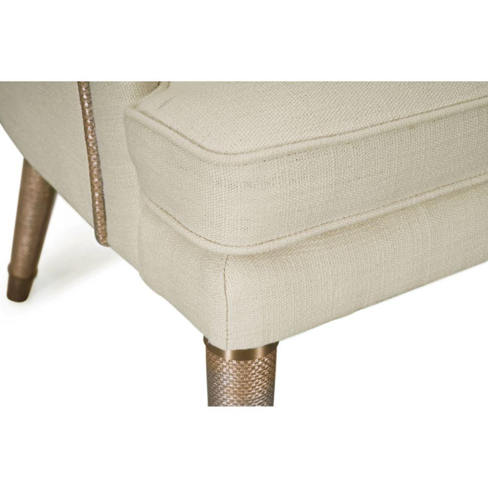 Jonathan Charles Shoal Linen Upholstered Dining Chair with Arms.