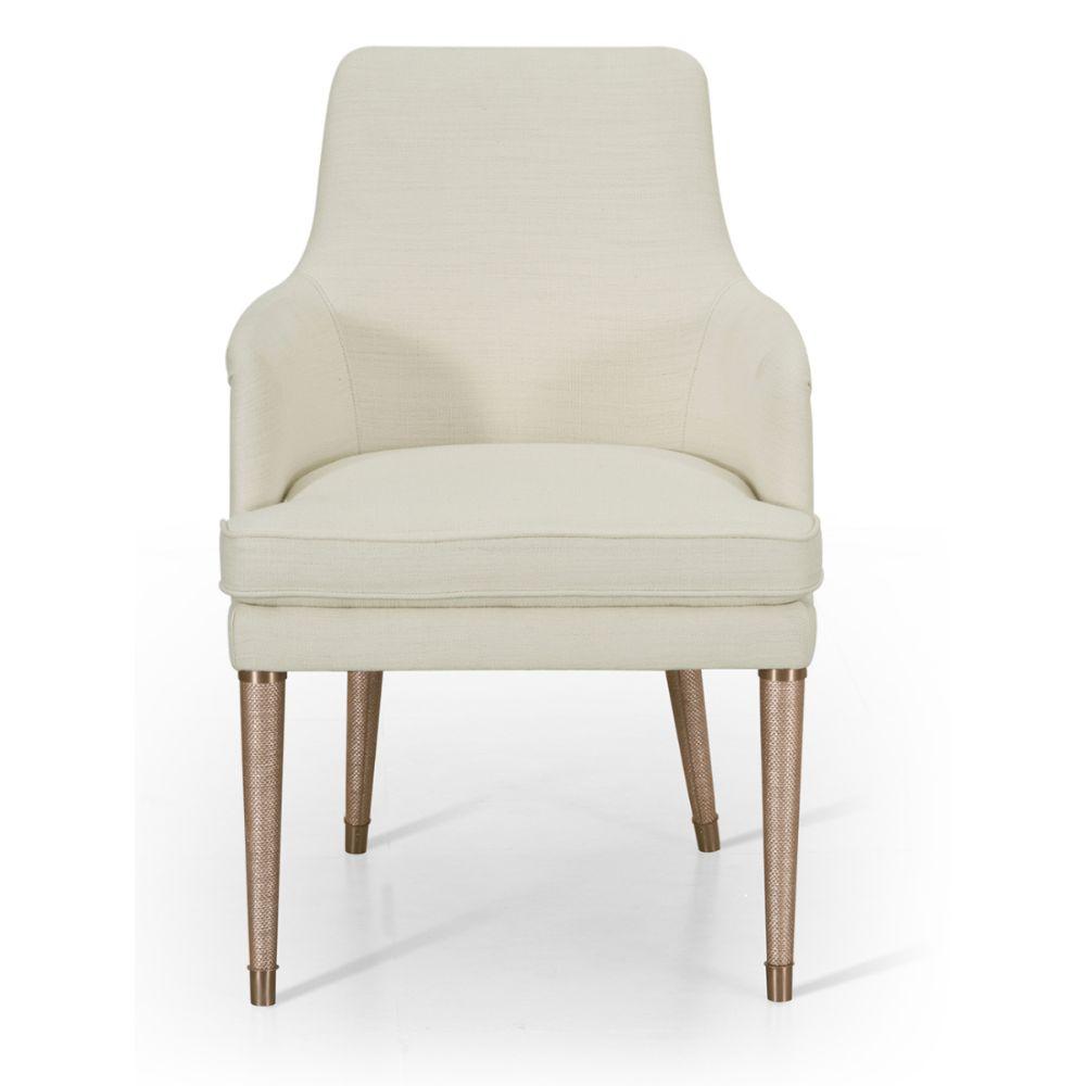 Jonathan Charles Shoal Linen Upholstered Dining Chair with Arms.