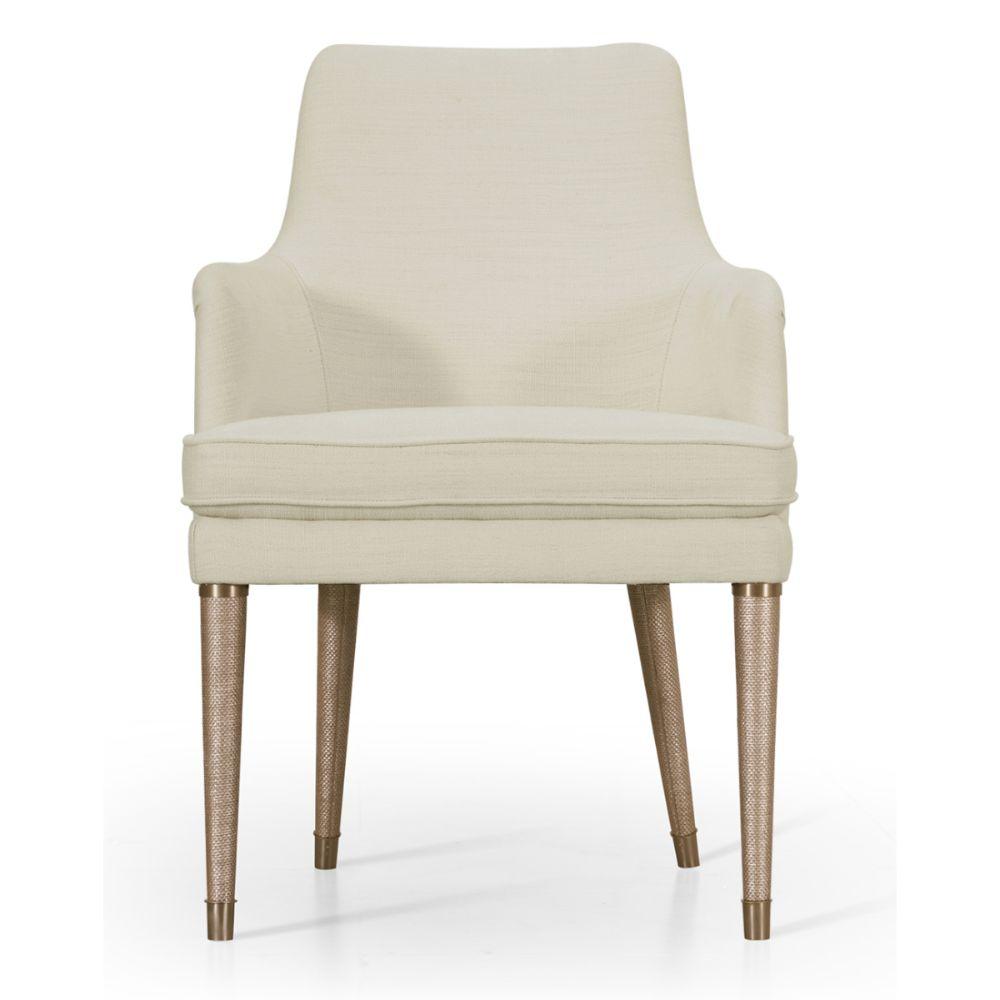 Jonathan Charles Shoal Linen Upholstered Dining Chair with Arms.