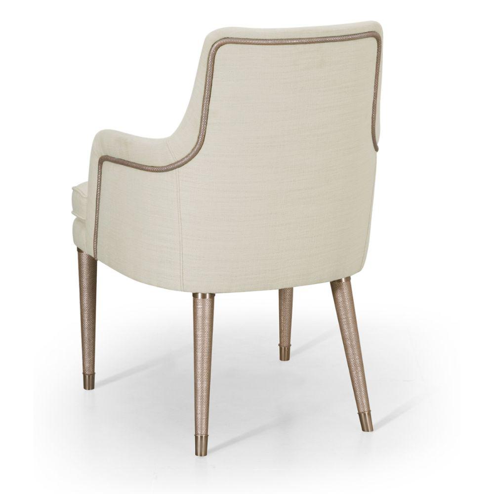 Jonathan Charles Shoal Linen Upholstered Dining Chair with Arms.