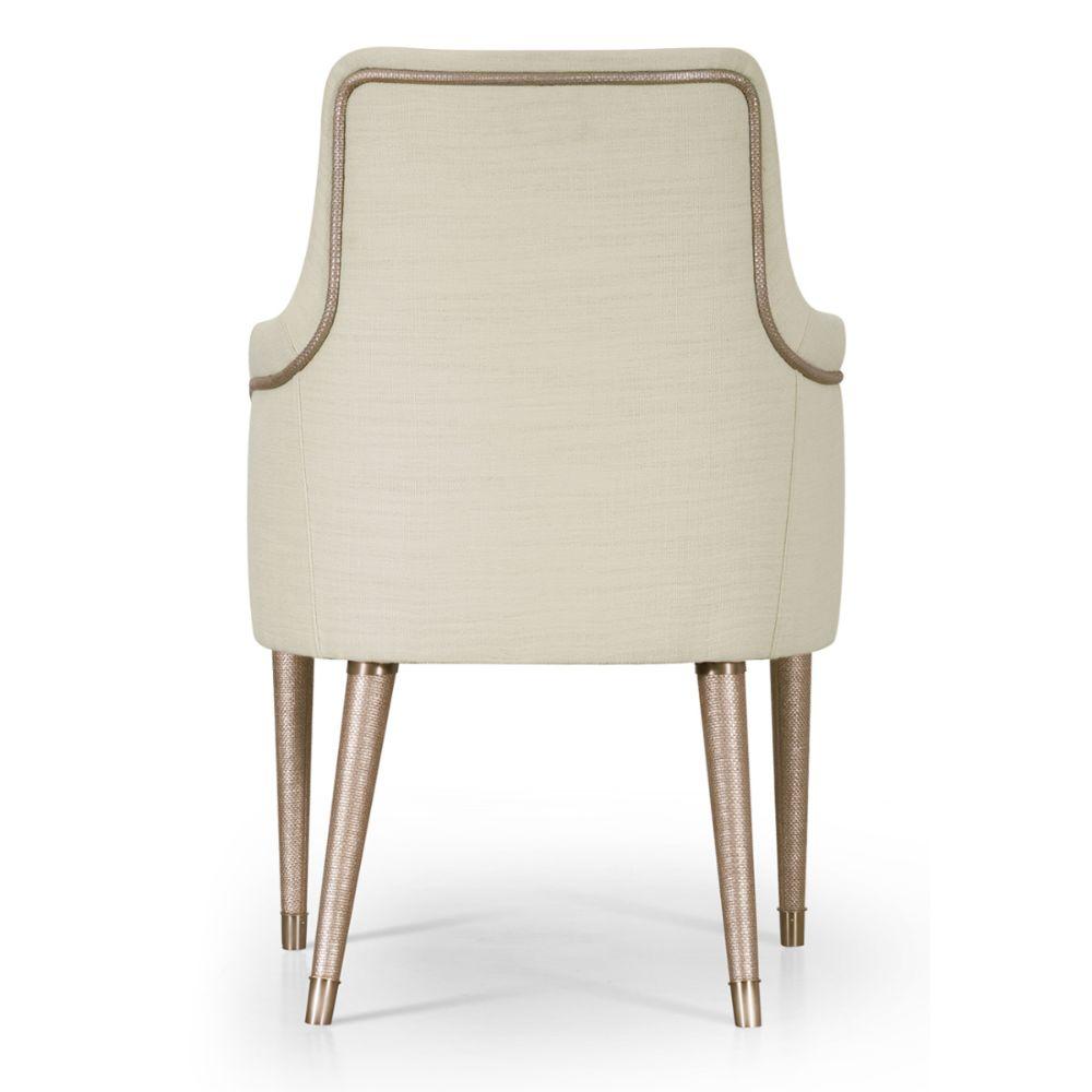 Jonathan Charles Shoal Linen Upholstered Dining Chair with Arms.