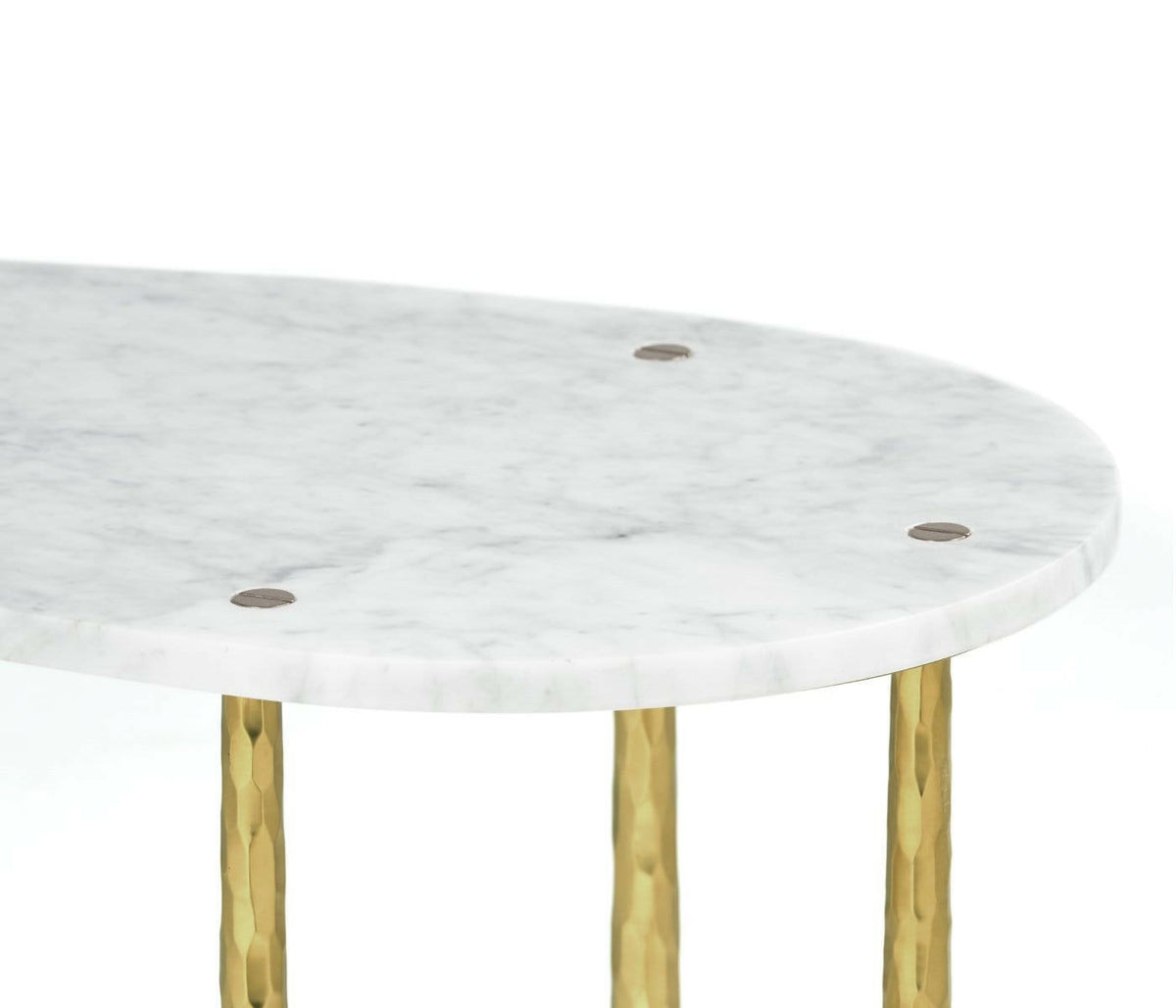 Jonathan Charles Supper Table in Satin Gold Brass.
