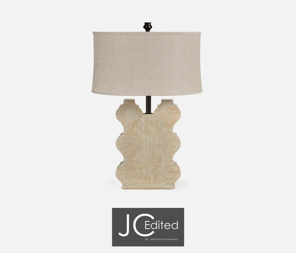 Jonathan Charles Table Lamp Eclectic with Curvy Base - Limed Acacia.