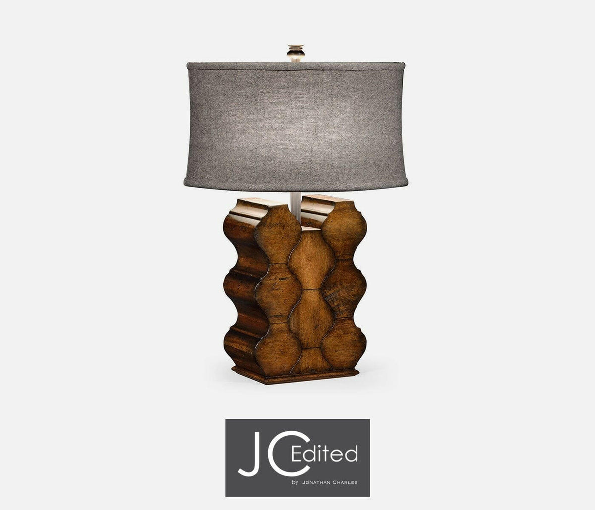 Jonathan Charles Table Lamp Eclectic with Curvy Base - Rustic Walnut.
