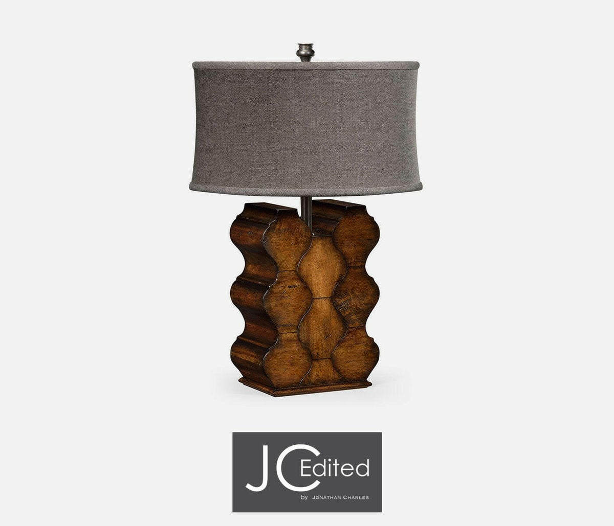 Jonathan Charles Table Lamp Eclectic with Curvy Base - Rustic Walnut.