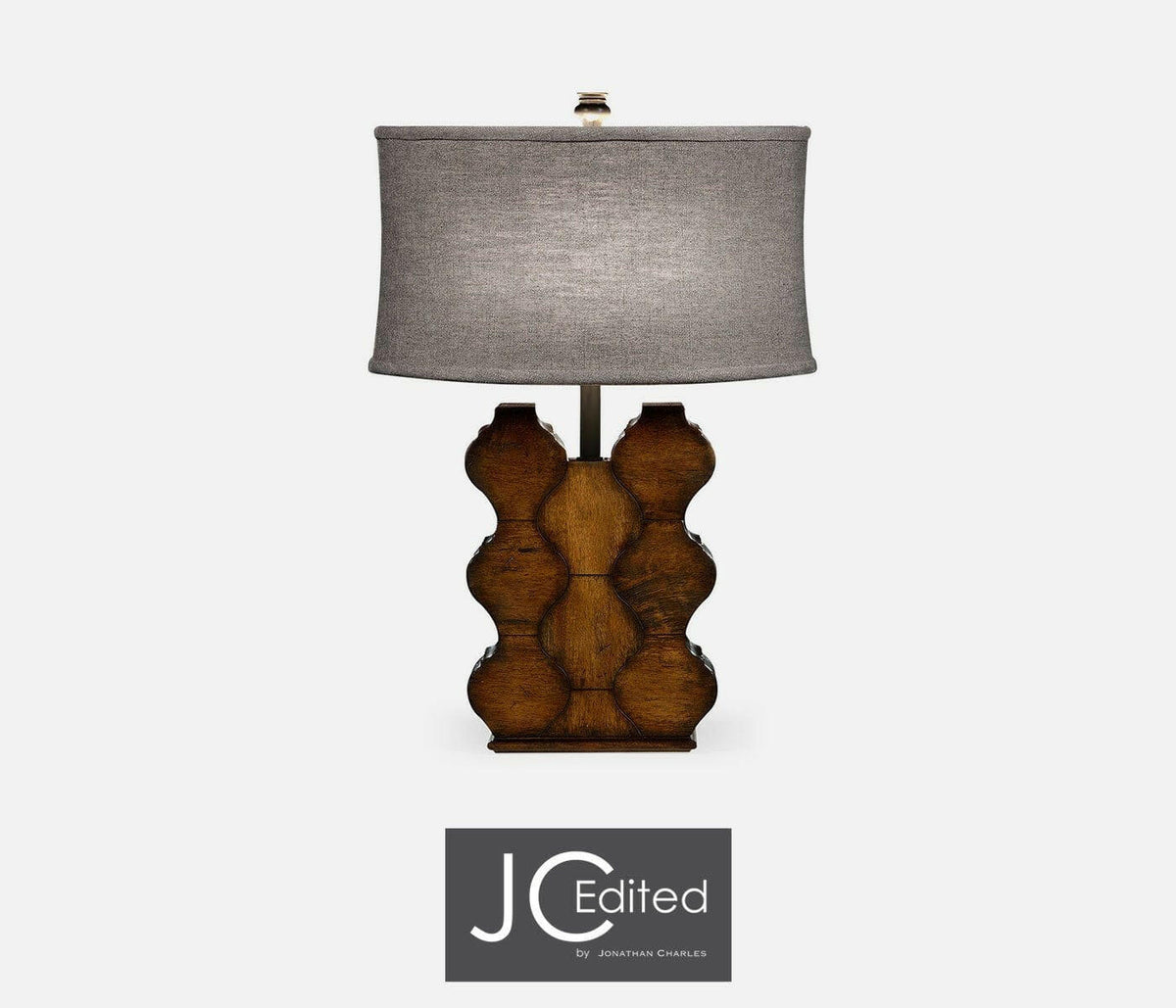 Jonathan Charles Table Lamp Eclectic with Curvy Base - Rustic Walnut.