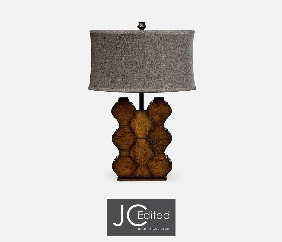Jonathan Charles Table Lamp Eclectic with Curvy Base - Rustic Walnut.