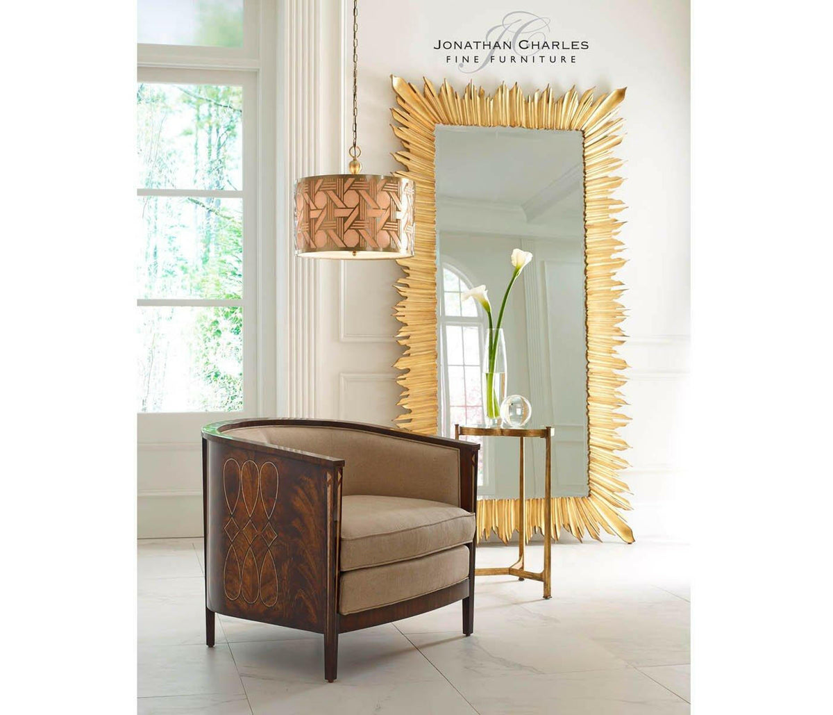 Jonathan Charles Accent Table Trefoil in Eglomise - Gilded.