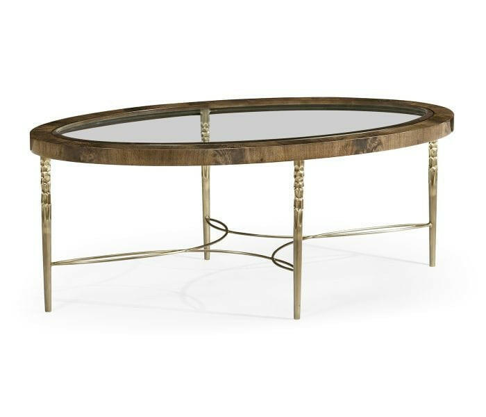 Jonathan Charles Bleached Mahogany Oval Coffee Table.