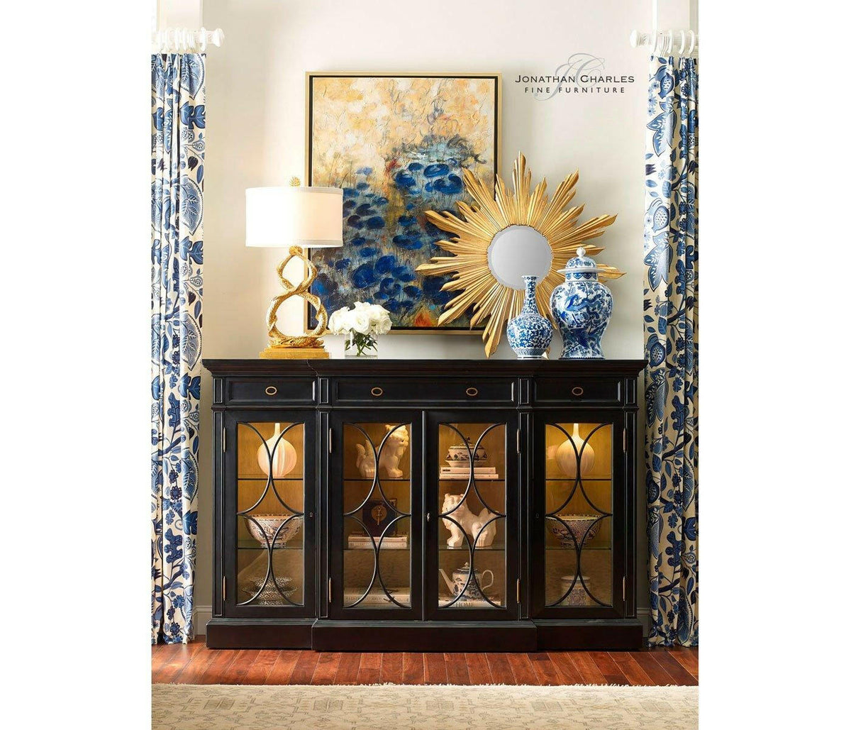 Jonathan Charles Breakfront Display Cabinet Palace.