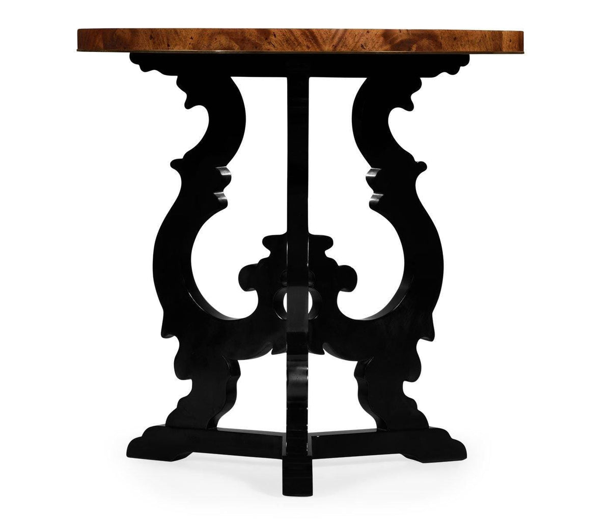 Jonathan Charles Brown Mahogany End Table with Black Painted Base.