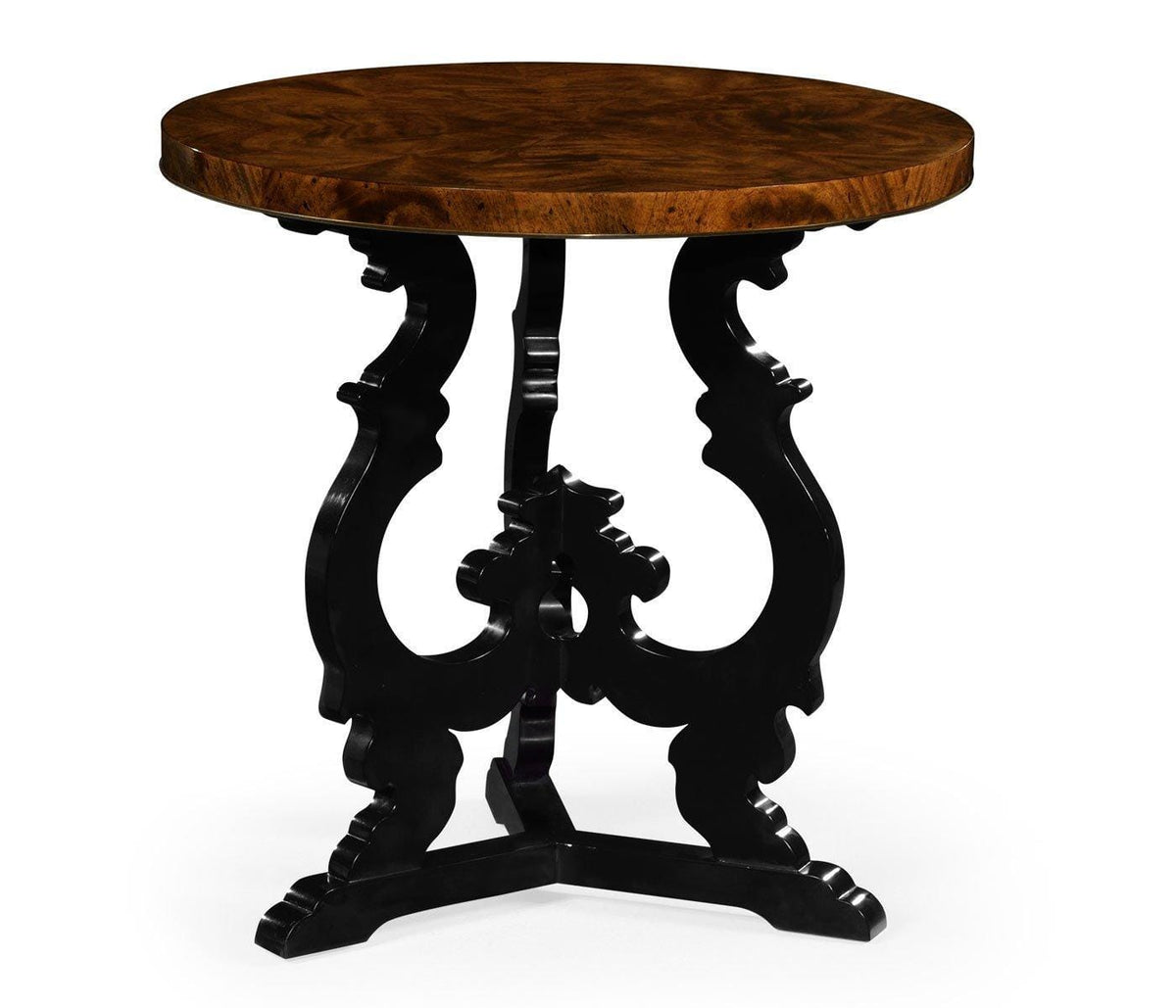 Jonathan Charles Brown Mahogany End Table with Black Painted Base.
