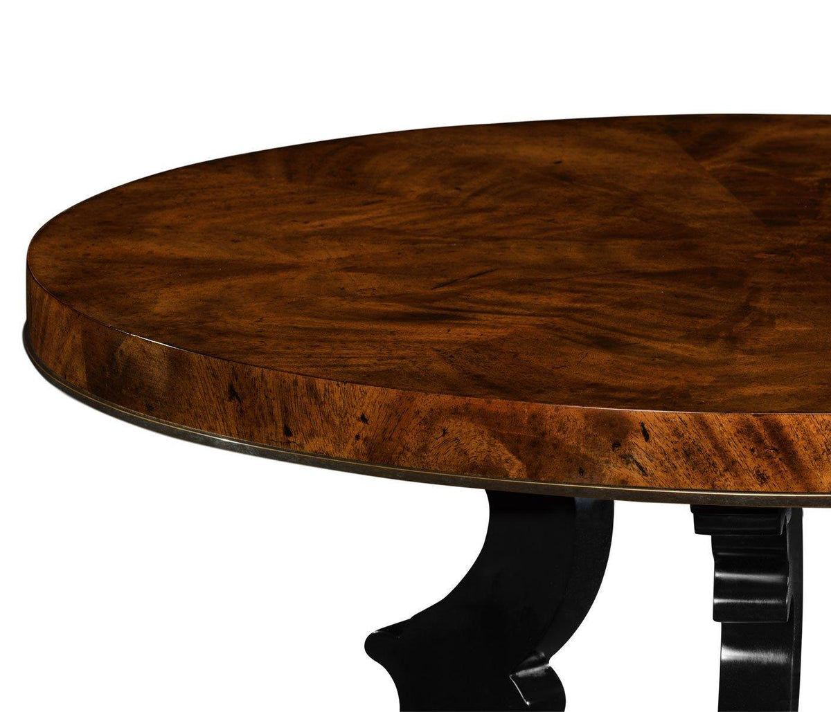 Jonathan Charles Brown Mahogany End Table with Black Painted Base.