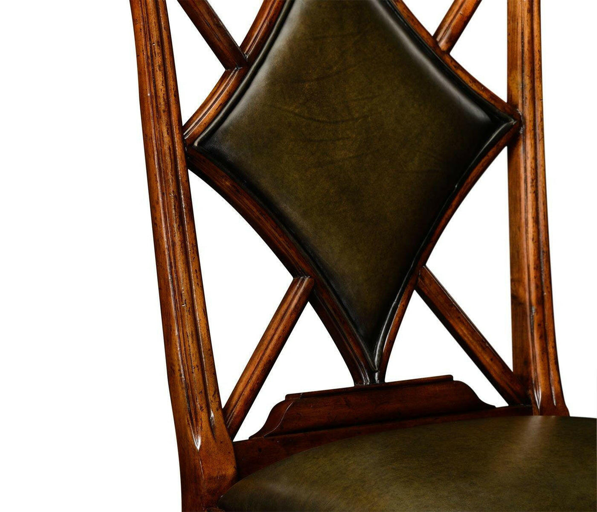 Jonathan Charles Chair Diamond Playing Card - English Green Leather.