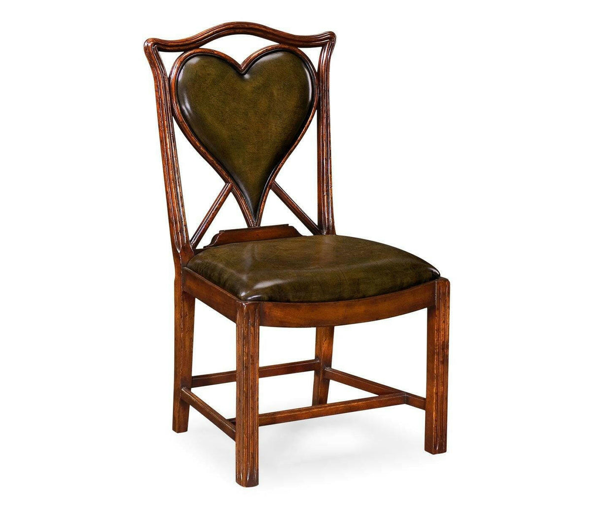 Jonathan Charles Chair Heart Playing Card - English Green Leather.