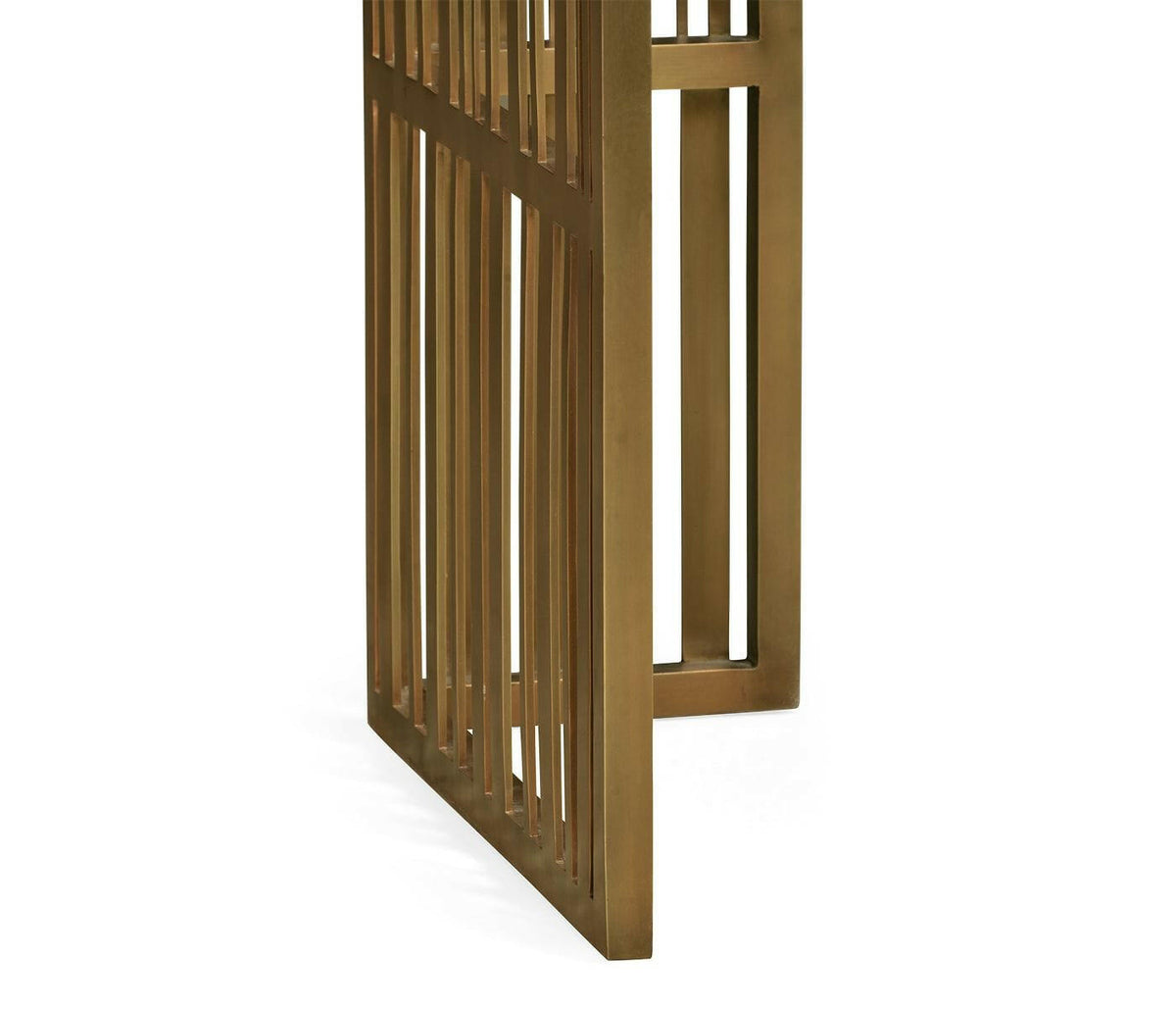 Jonathan Charles Charles Outdoor Rectangular Brass and Marble Console Table.