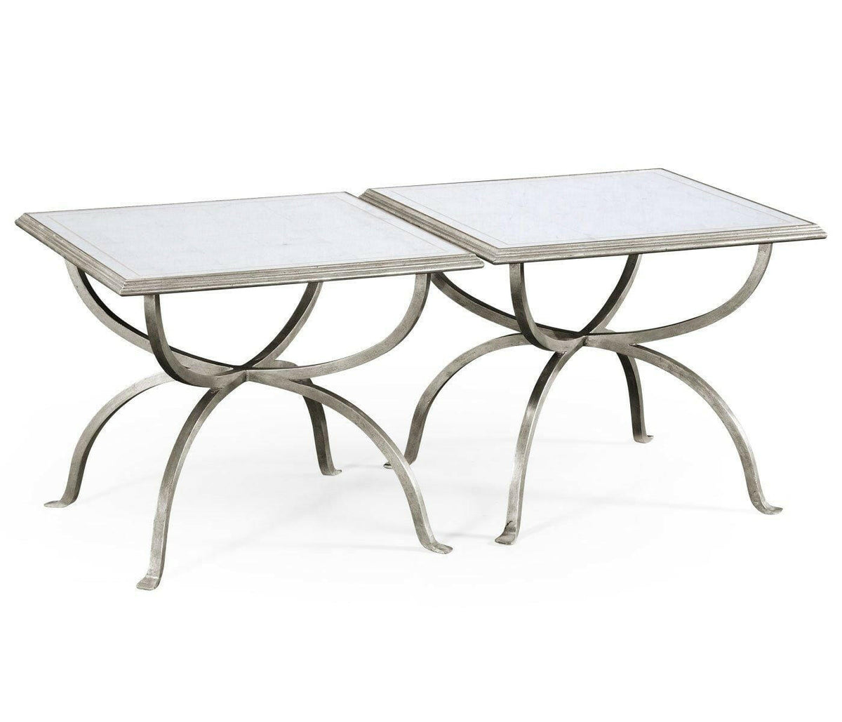 Jonathan Charles Coffee Table Contemporary Set of 2 - Silver.